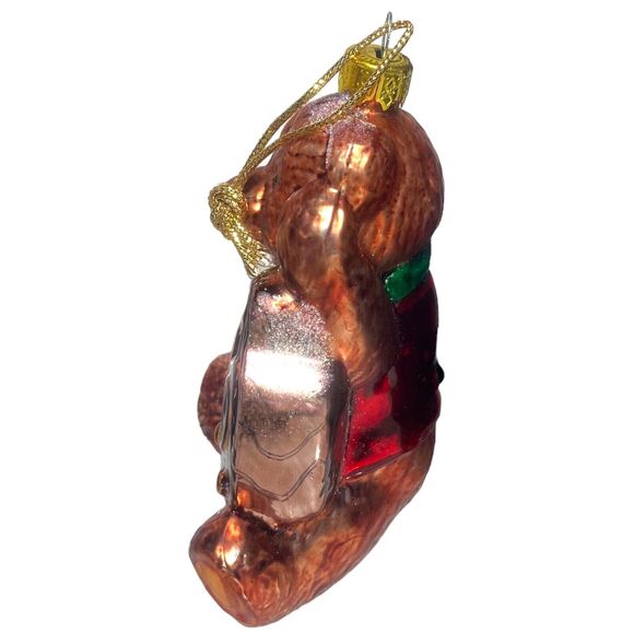BRASS KEY BK Teddy Bear in Time Christmas Ornament Hand Blown Glass VTG 1999 - Picture 3 of 9